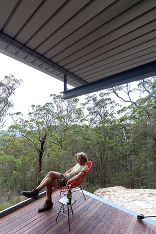 Architect Drew Heath on the cantilevered front deck